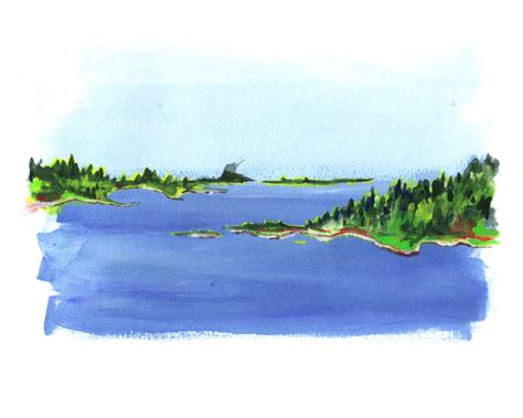 Maine Landscape Art Print From Original Watercolor Painting 8