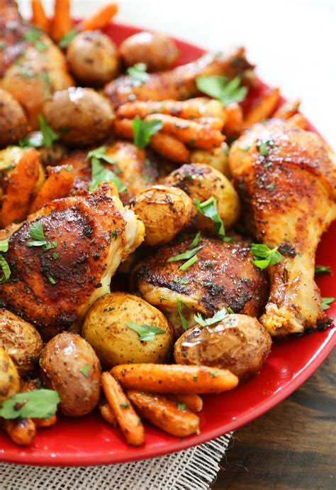 Continue roasting until a thermometer inserted into thickest part of thigh reads 80°c (170°f), about 1 hour. Chili-Garlic Roasted Chicken with Potatoes & Carrots - The ...