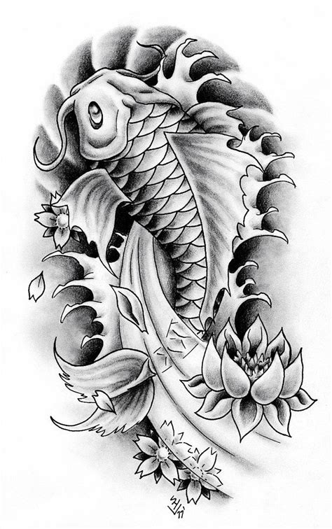 Black And White Koi Fish Tattoo Forearm