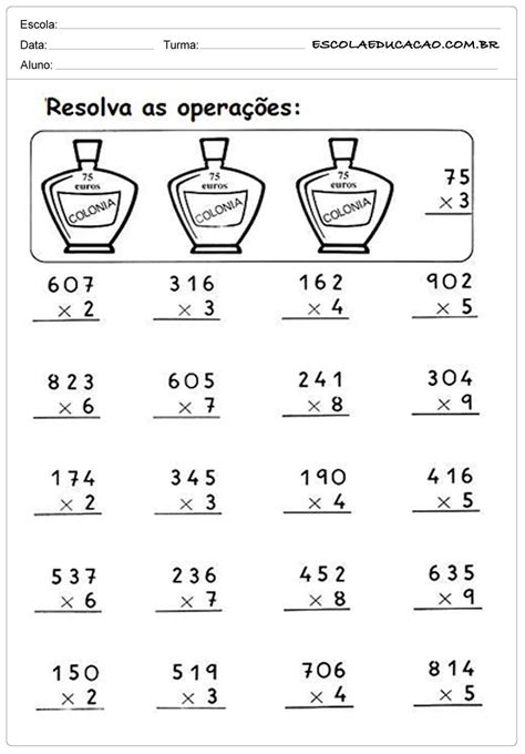 Atividade De Matematica Multiplicação