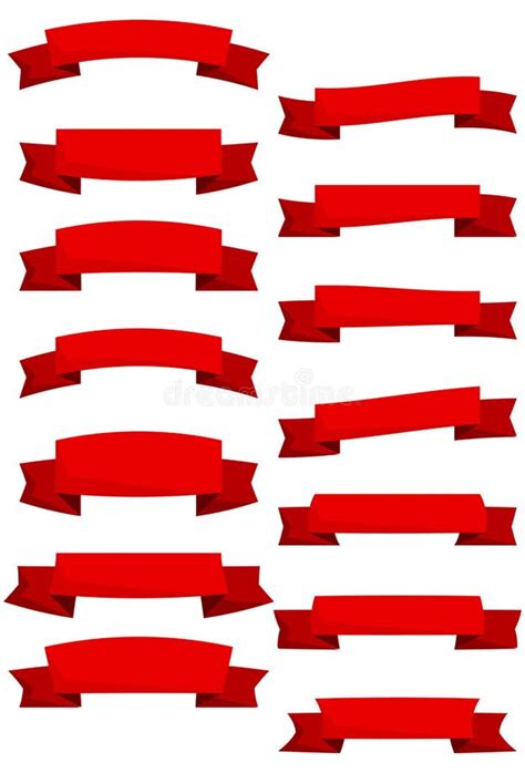 Set Of Red Cartoon Ribbons And Banners For Web Design Stock Vector