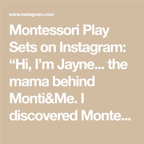 Montessori Play Sets On Instagram Hi Im Jayne The Mama Behind