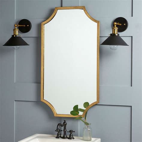 Gold Bathroom Mirror With Scalloped Corners Unconventional Bath Vanity