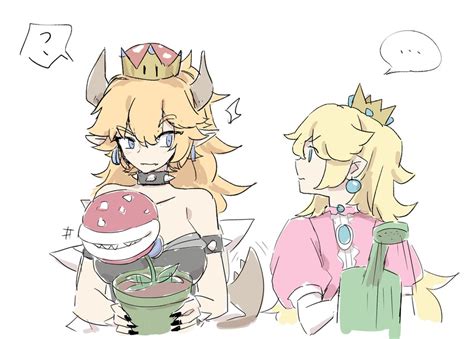 Princess Peach Bowsette And Piranha Plant Mario And 1 More Drawn By