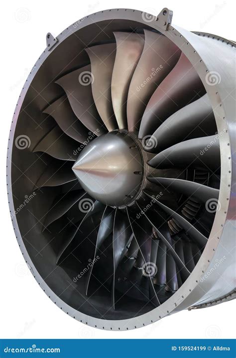 Close Up Of A Large Jet Engine Turbine Blades Stock Image Image Of