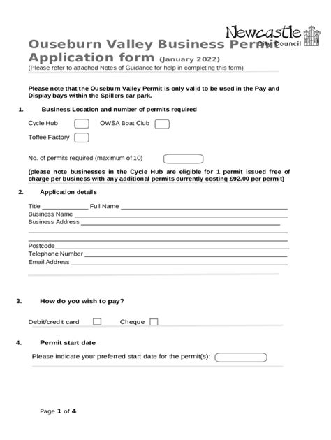 Ouseburn Valley Business Permit Application Doc Template Pdffiller