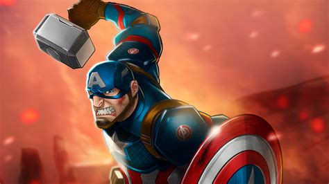 2560x1440 Captain America Mjolnir Art Hd 1440p Resolution Hd 4k