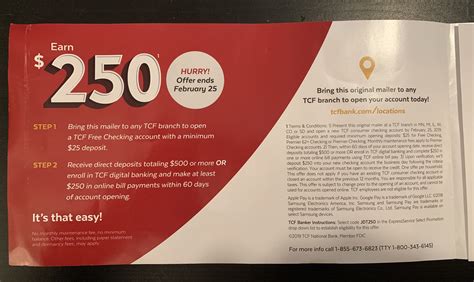 Tcf bank is your convenience bank with more than 500 branches. TCF Bank $250 Checking Bonus MN, MI, IL, WI, CO, SD (YMMV)
