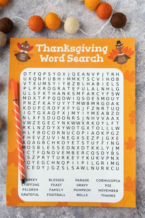 Free Printable Thanksgiving Word Search Play Party Plan