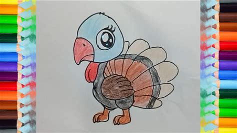 How To Draw A Cartoon Turkey Cute And Easy With This How To Video And