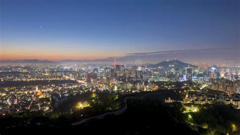 Panorama Of Seoul City Skyline South Korea Stock Image Image Of