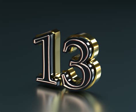 Thirteen or 13 may refer to: number 13 design done on blender | 3d design, Reyes, Design