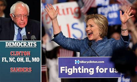 Hillary Clinton Wins In Florida North Carolina Ohio And Illinois To Send Bernie Sanders