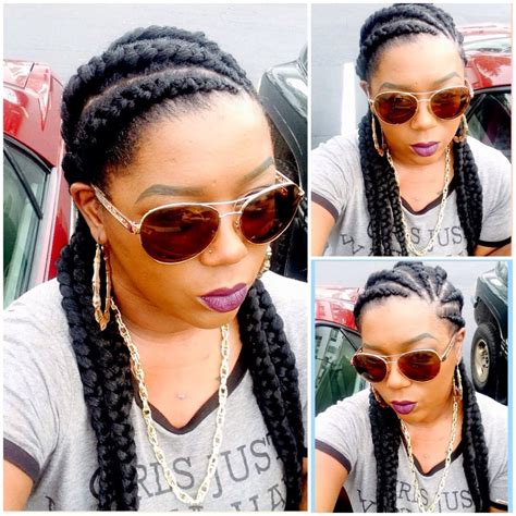 Have them tied in a high ponytail, and shave some hair in the front. Ghana Braids @asiacruz04 - Black Hair Information Community