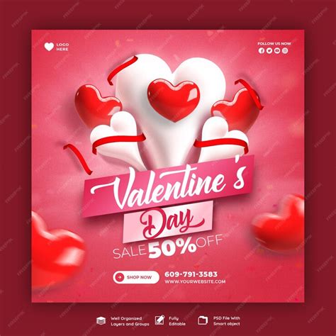 Free Psd Happy Valentines Day Discount Sale Instagram Or Social
