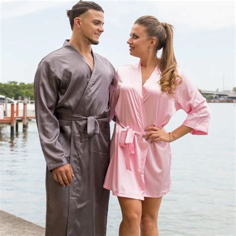 Satin Matching Mens And Womens Robes Set In 2020 Womens Robes Bath Robes For Women Satin