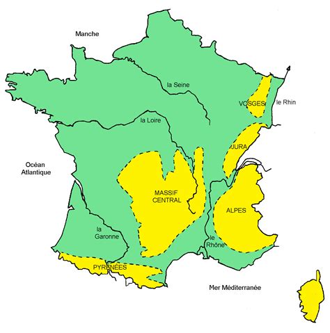 Carte du relief français avec les fleuves. Carte de France fleuves et montagnes » Vacances - Arts ...