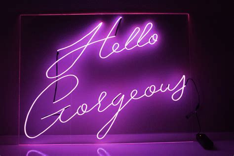 Hello Gorgeous Neon Sign El Wire 18 X 24 Inch By Luckysportfolio On