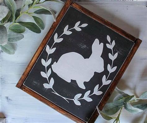 Bunny Sign Rabbit Sign Wooden Framed Sign Easter Sign Rustic