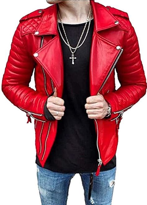 Kanye Red Leather Jacket Mens Genuine Lambskin Leather Etsy