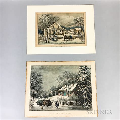 Currier And Ives Six Unframed Currier And Ives Lithographs Mutualart
