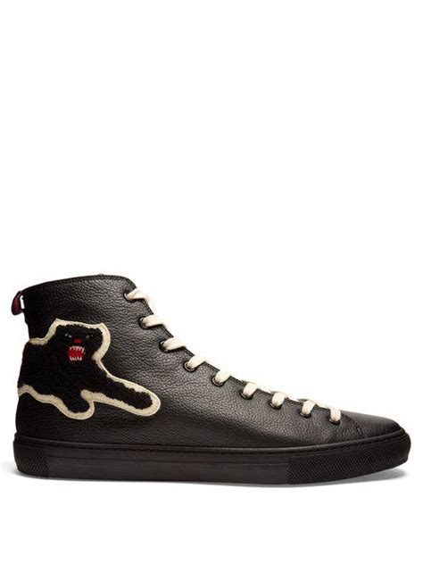 Gucci Panther High Top Leather Trainers In Black For Men Lyst