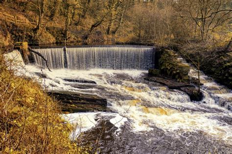 Birkacre Weir At Yarrow Country Park Near Chorley In Lancashire Stock