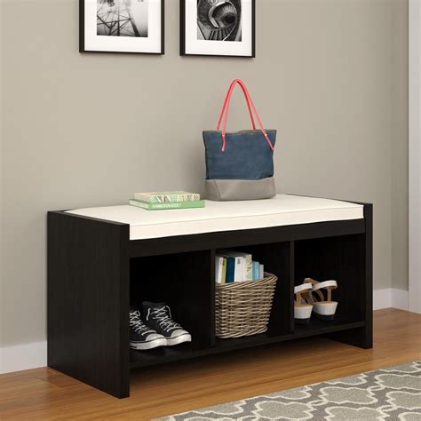Entryway Shoe Storage Bench With Cushion Natural Bamboo Shoe Cabinet