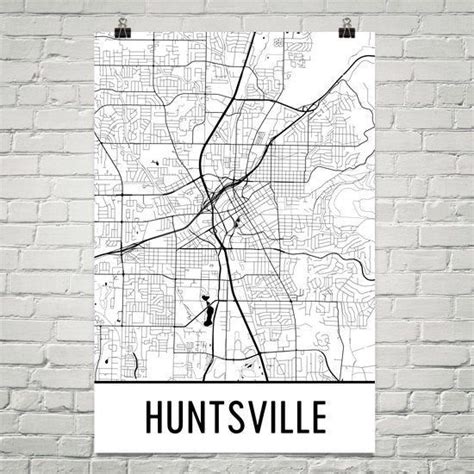 Huntsville Al Street Map Poster Street Map Amazing Maps City Map Art