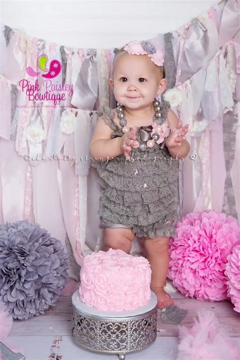 Cake Smash Outfit Baby Girl 1st Birthday Outfit Gray And Etsy