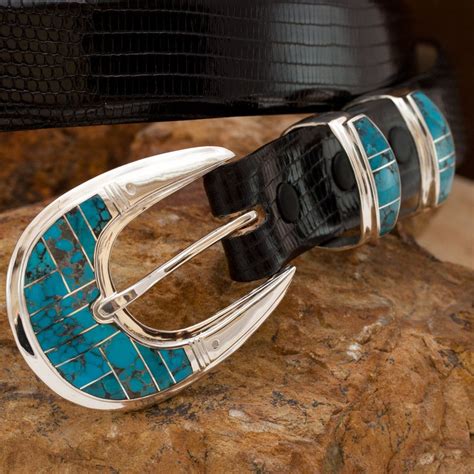 David Rosales Campitos Turquoise Inlaid 1 Ranger Belt Buckle Ssbk024