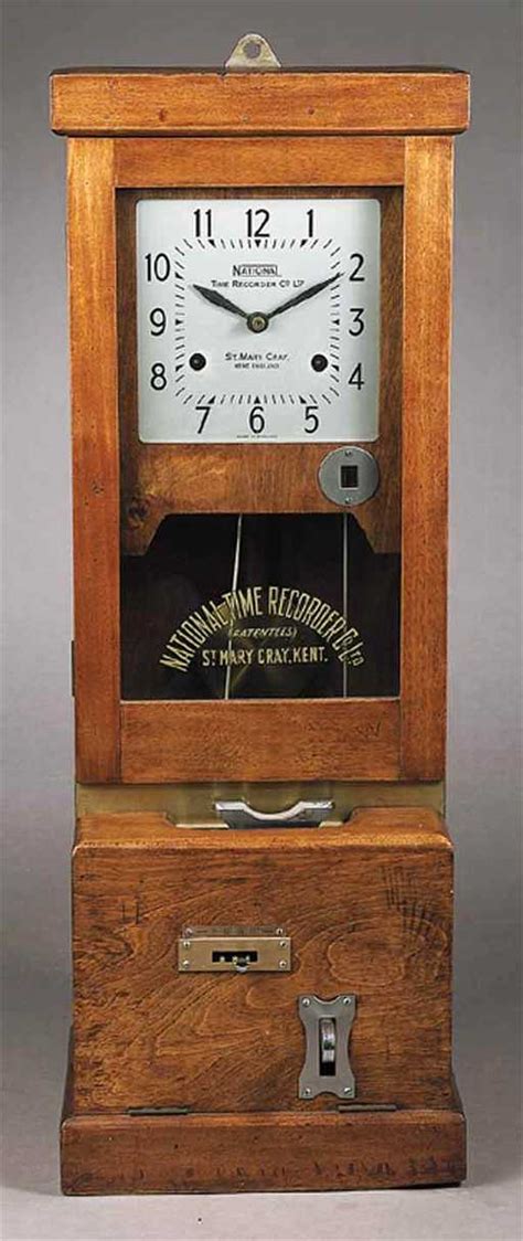 1052 An Antique English Oak Time Punch Clock
