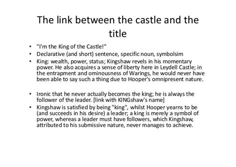 Symbolism In Im The King Of The Castle