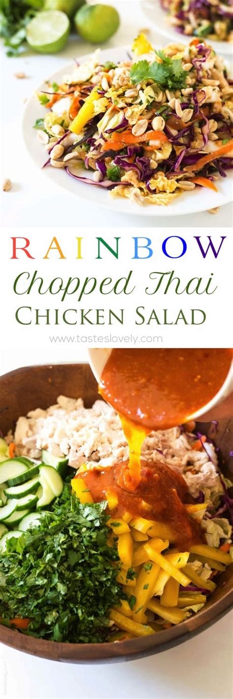 1 red pepper, cored and julienned (or diced) 1 cup roughly chopped fresh cilantro leaves. Rainbow Chopped Thai Chicken Salad - Tastes Lovely