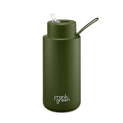 Frank Green Ceramic Reusable Bottle With Straw Lid 34oz 1l Khaki Homeroom Design