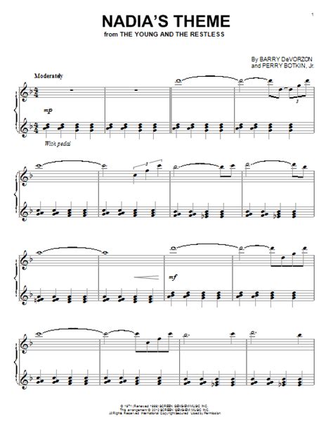 Perry Botkin Jr Nadias Theme Sheet Music Download Pdf Score 91763