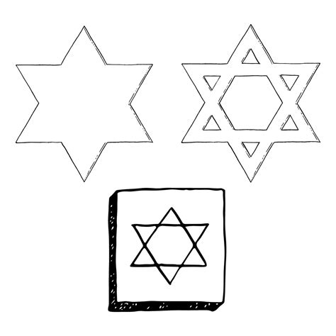 Vector star of David black and white graphic illustration set for