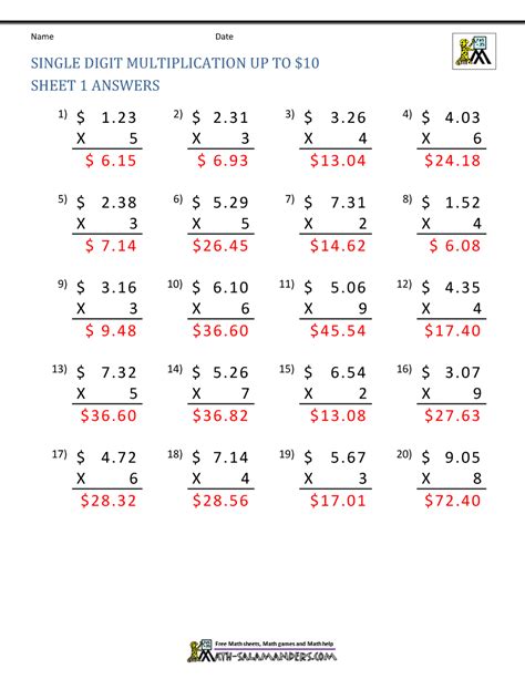 Multiplication Of Decimals Worksheets With Answers Worksheet On