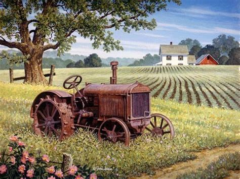 Country Scene Farm Pictures Farm Paintings Tractor Art