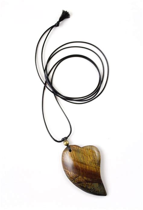 Tigers Eye Stone Heart Cord Pendant Necklace Protection Etsy Canada