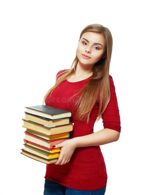 Beautiful Student Girl Holding Books Stock Photo Image Of Girl