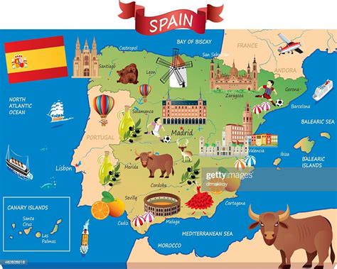 Cartoon Map Of Spain Vector Art Getty Images