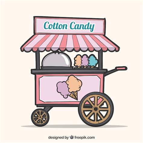 Free Vector Colorful Candy Cotton Cart