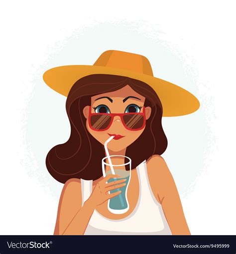 Cartoon Girl Drinking