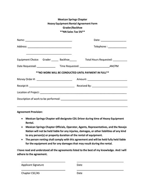 Equipment Rental Agreement Form Fill Out And Sign Printable Pdf