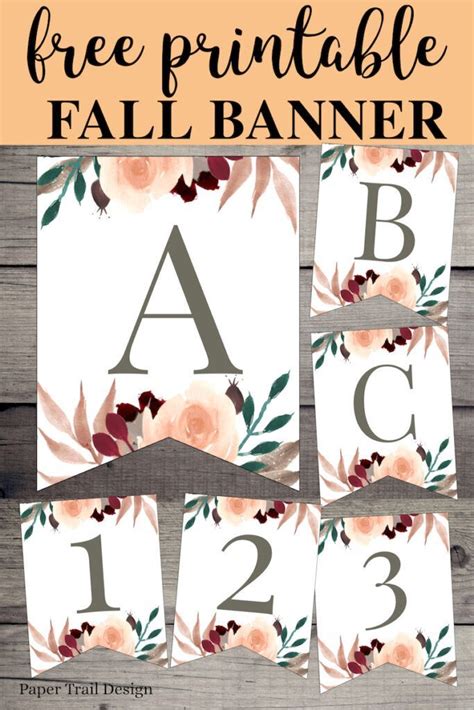 The Free Printable Fall Banner Is Shown With Flowers And Leaves On It