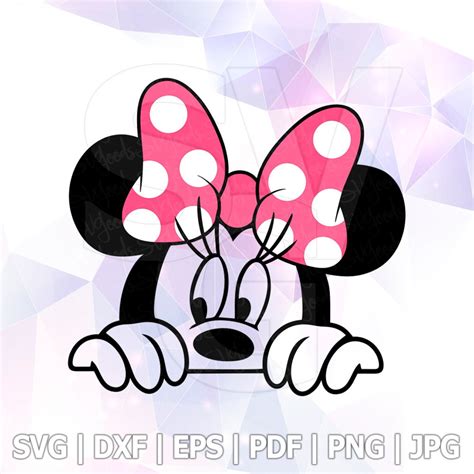 Minnie Mouse Peeking Bow Dot Layered Svg Dxf Vector Silhouette Etsy