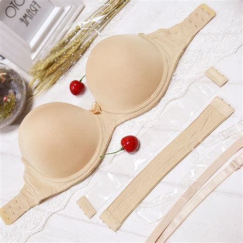 Invisible Clear Back Strapless Bras Sexy Push Up 2 Breasted Bras