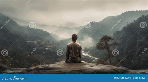 Man Meditating Yoga At Mountains Landscape Travel Lifestyle Relaxation