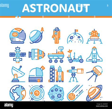 Astronaut Equipment Collection Icons Set Vector Stock Vector Image